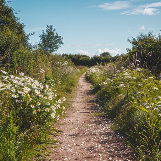 An uplifting instrumental track with cheerful acoustic guitar strumming, highlighting the idyllic joy and serenity of a breezy summer day. Perfectly suited for moments requiring a lighthearted and peaceful ambiance.