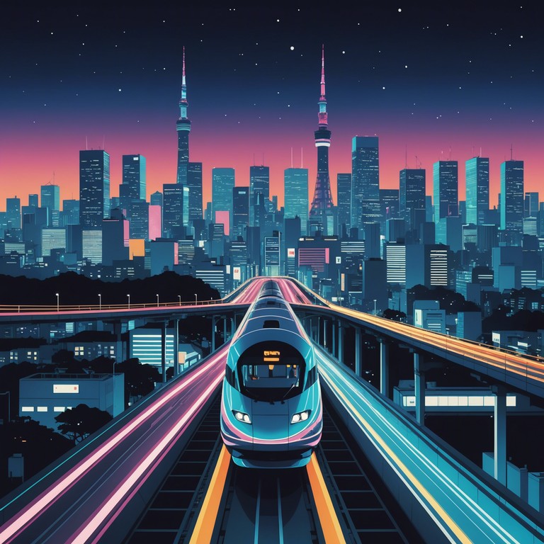 Imagine soaring over a neon lit tokyo future, where traditional japanese instruments blend with futuristic synths to create a vibrant, immersive soundscape. This track evokes the bustling energy and technological advancement of tomorrow's tokyo through a lively sound montage.