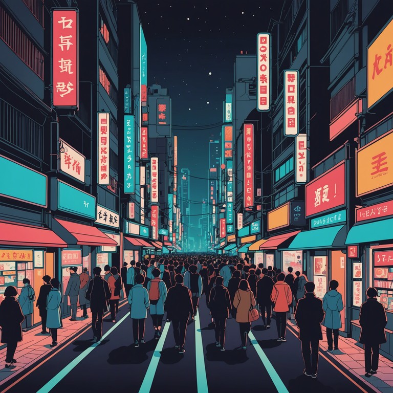 This track encapsulates the vibrant energy of tokyo after dark with pulsating beats and shimmering synths. Perfect for evoking scenes of neon lit streets and bustling nightlife in the heart of japan's metropolis.