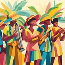 fusion of samba beats and jazz melodies celebrating joy