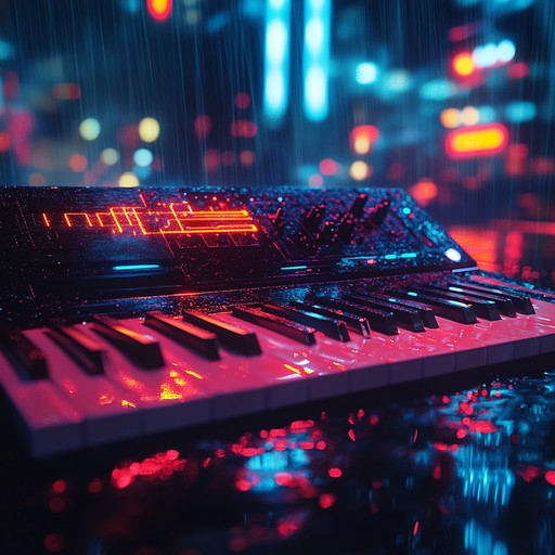 An instrumental piece blending emotive synth melodies with powerful rhythms, capturing the essence of hope and determination within a bustling cyberpunk metropolis illuminated by neon lights