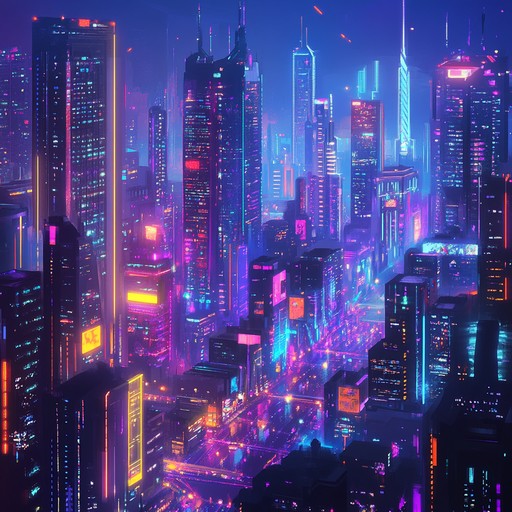 An instrumental track that captures the energy of city life at night, blending the sounds of bustling streets with shimmering new wave synths and driving rhythms.