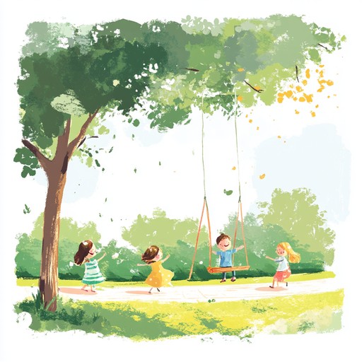 Picture a sunny day at the park, children laughing and playing. Light, melodic guitar work provides a cheerful and mellow background, evocative of sunlit smiles and carefree moments.