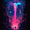 an intense cyberpunk instrumental journey through a futuristic city