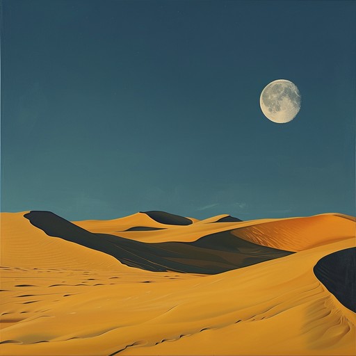 A reflective, slow building ambient track captures the vast open space and silence of a moonlit desert at night, using layers of soft pads and distant, airy melodies to evoke solitude and introspection.