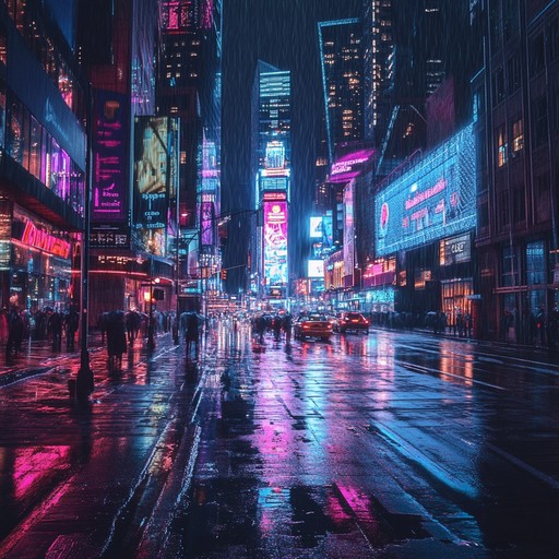 Dive deep into the pulsing heart of a dystopian cityscape where neon lights flicker against endless rain and towering skyscrapers. The intense rhythm driven beats weave through chaotic urban sounds, forming a relentless sonic pulse that drives the cyberpunk narrative forward.