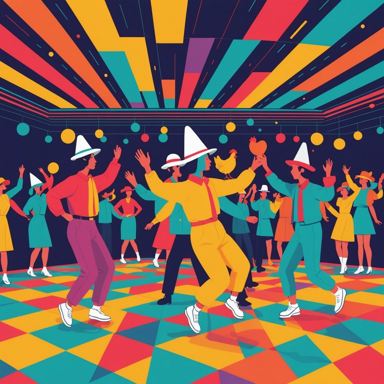 The funky chicken dance features an irresistible groovy beat that blends classic funk with light hearted joy. It's perfect for any festive occasion and designed to get everyone on the dance floor with a funky chicken theme.