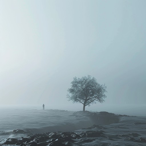 A somber, melancholic melody played on a solo violin, accompanied by a delicate piano. This piece conjures the image of a desolate, fog covered landscape, evoking feelings of sorrow and haunting beauty. The minimalist approach allows each note to hang in the air, emphasizing the eerie and ghostly quality of the music.