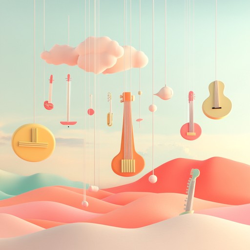 An instrumental fusion of ethereal melodies and whimsical toy instrument sounds, painting a serene, playful dreamscape. Toy pianos, xylophones, and music boxes intermingle, evoking a fantastical toyland.