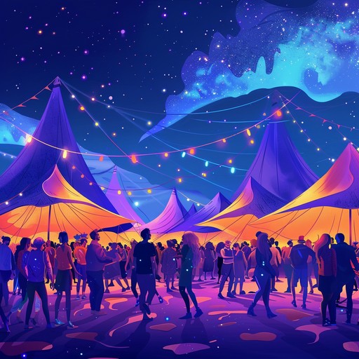 This instrumental piece evokes the lively and spirited atmosphere of a festive celebration. Utilizing pulsating electronic beats overlaid with shimmering synth stabs, the composition conveys a sense of freedom and joy, much like a spontaneous dance beneath the stars on a clear night. Ideal for lifting spirits and energizing listeners, the track progresses from mellow introductions to an ecstatic crescendo of sound.