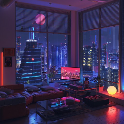 Envision a calm night in an urban environment, illuminated by the soft glow of neon lights, with gentle electronic beats creating a breezy and dreamlike soundscape. Synth melodies flow like whispers in the night, perfect for moments of introspection or romantic escapades.