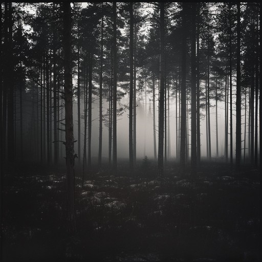 A dark and haunting suomipop track, enveloped in eerie atmospheric elements, evoking the mystic beauty of finnish landscapes. The minimalist instrumentation, driven by a haunting electric piano, creates a ghostly soundscape that is both unsettling and mesmerizing. This piece captures the essence of twilight in the nordic winter, blending subtle melodies with a chilling ambiance.