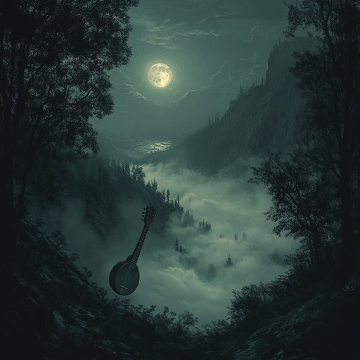 A mysterious and unnerving bluegrass piece with haunting banjo melodies that echo through fog laden appalachian valleys, creating an eerie atmosphere of isolation and suspense.