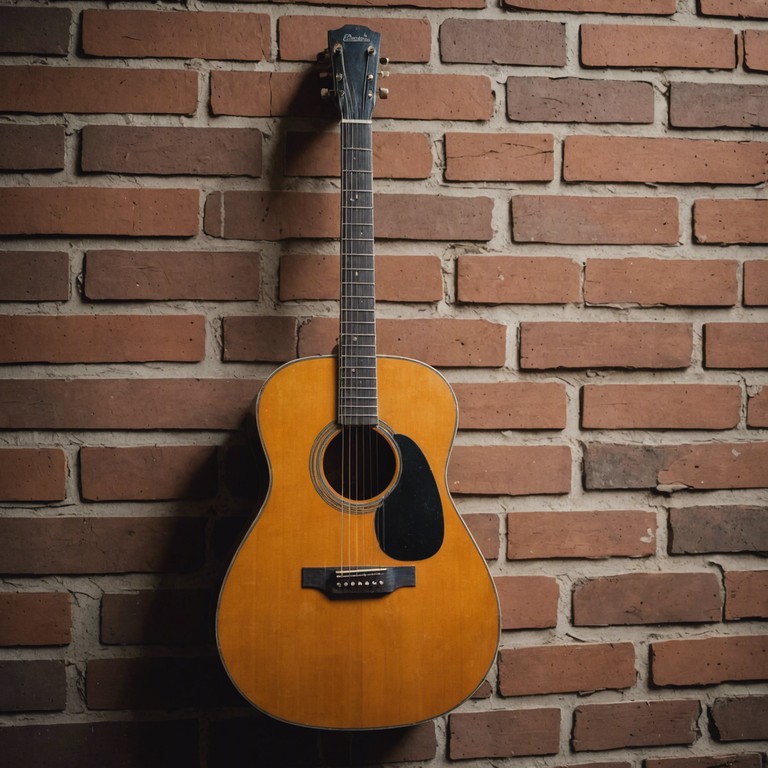 A delicate grunge track that melds raw guitar resonances with whispers of emotions, creating an intimate yet powerful soundscape that feels like a gentle challenge to the listener's soul. The use of a solitary acoustic guitar emphasizes the stripped back intensity and vulnerability inherent in the deepest corners of grunge