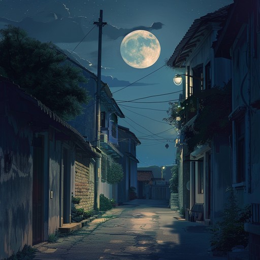 Picture this: a serene cityscape under the glimmer of a pale moon, with soft, soothing sounds echoing the tranquil mood of a late night walk. The melody carries a touch of sadness, blending seamlessly into the atmospheric setting.