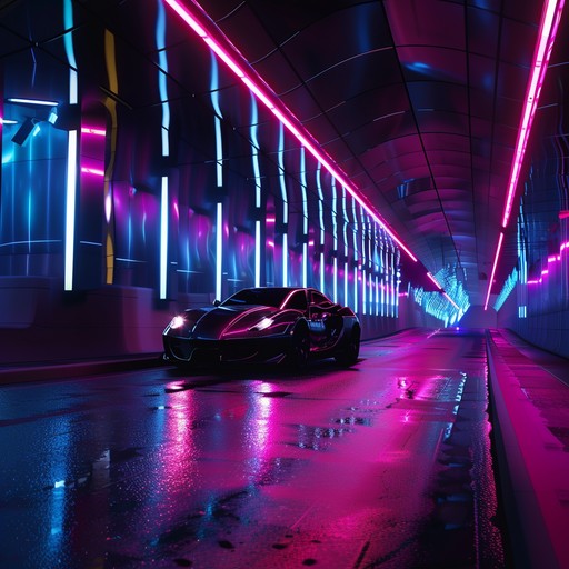 Imagine weaving through a dystopian cityscape where the high rises bathe the streets in neon glow. Intense speed, heart-pounding risks, and the thrill of the chase encapsulate this sonic journey, punctuated by synth-heavy layers and robotic sound effects that underscore a narrative of futuristic intrigue and danger.