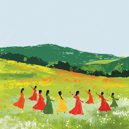 A lively and upbeat folk melody that captures the essence of a sunny day in the countryside. The bright sounds of the acoustic guitar lead the tune, evoking images of open fields, joyous dancing, and a carefree spirit. Perfect for creating a cheerful and energetic atmosphere.