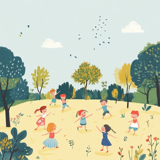 Picture a sunny, joyful summer day where children are playing and dancing in the park. The melody is upbeat and catchy, with a lighthearted rhythm that makes you want to move. This instrumental track captures the essence of carefree childhood, full of laughter and delight.