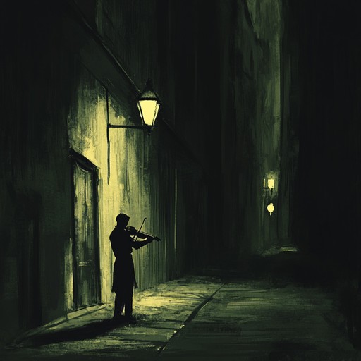 A haunting, slow paced violin melody unfolds in the dead of night, painting a dramatic tableau of isolation and solitude. Every note resonates with the listener's soul, conveying an overwhelming sense of loneliness and introspection. Suitable for evoking emotions, with a subtle yet powerful dynamic that builds in intensity as it progresses.