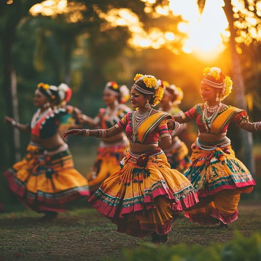 Immerse in uplifting tribal sounds where traditional percussion rhythms blend with nature inspired melodies to evoke the joyful spirit of communal festivities. The energetic drumming, paired with flutes and chants, crafts an atmosphere of unity and celebration reflective of an ancient, earthbound dance.