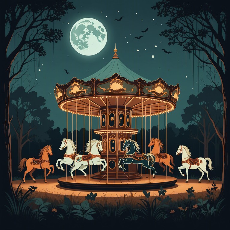 As the clock strikes midnight, a sinister yet intriguing melody starts playing from an abandoned carousel at the edge of the old carnival grounds. The music, both alluring and creepy, creates an atmosphere filled with tension and mystery. This piece uses unsettling harmonies and sounds to evoke feelings of being watched, making it perfect for a ghostly, abandoned amusement park setting.