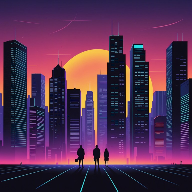 Set in a bustling cyberpunk cityscape, neon shadows uprising captures the essence of a high tech rebellion with synthesized beats and energetic dynamics. As the sound encapsulates the fights for rights among neon lit skyscrapers and shadowy alleys, the vivid atmosphere builds up through pulsating rhythms on a synthesizer.