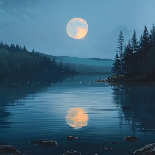 Gentle melodies create a serene, nighttime atmosphere under moonlight.