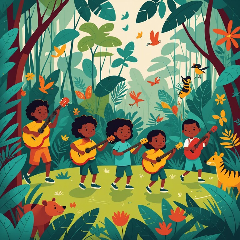 Immerse the young listeners in a musical safari through a whimsical jungle, filled with playful rhythms and exotic melodies. Ideal for sparking imagination and curiosity among children as they embark on a sonic adventure through lush soundscapes.