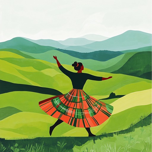 A vibrant and dynamic folk music piece that encapsulates the essence of scottish highland dance. The bagpipes lead the melody, accompanied by the rhythmic beats of the bodhrán and the spirited play of the fiddle. It's an exhilarating composition that brings the joyful and communal spirit of a highland ceilidh to life.