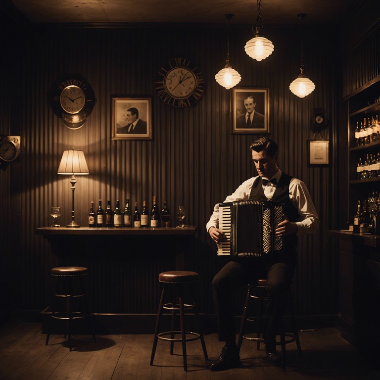 Step into a secretive night time cabaret that blends dark tones with whimsical playfulness. The sound of the accordion evokes a quaint eeriness while narrating tales of frolic beneath the moonlight.