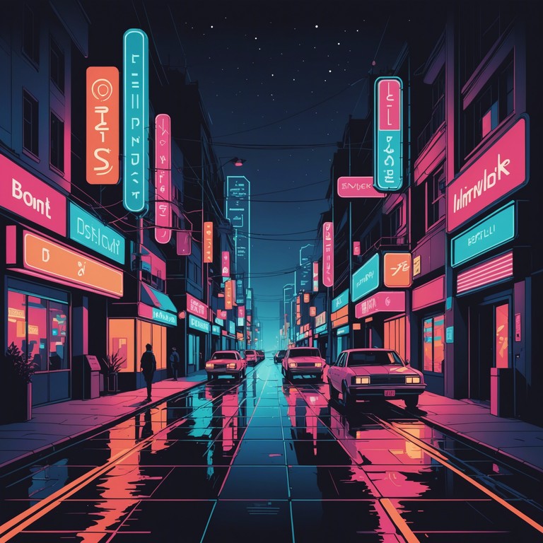 A vibrant instrumental track featuring glittery electric guitar solos and shimmering synth waves, embodying the glam aesthetic of the late 70s and early 80s. The track dynamically transitions between energetic highs and dreamy lows, perfectly capturing the essence of a glamorous night out downtown.