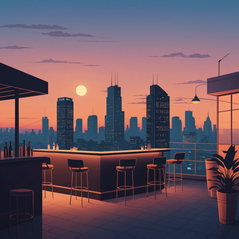 Transport yourself to a serene evening setting where each note of the electric piano adds depth to the layered new jack swing rhythm, crafting a music piece that's both enlightening and calming.