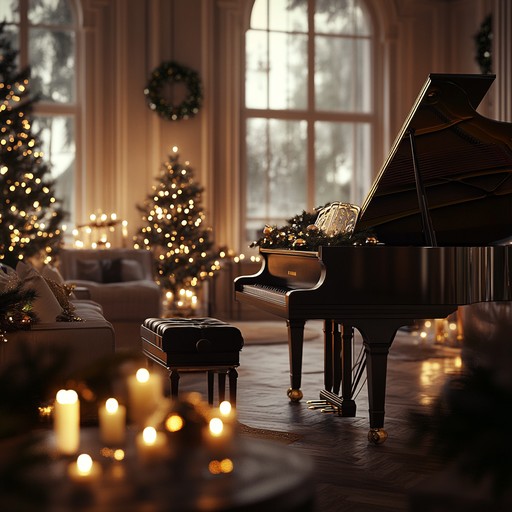 Feel the warmth and coziness of an elegant winter evening with a sophisticated festive tune that combines lounge and torchlight melodies. This instrumental piece is designed to bring a sense of joy, nostalgia, and comfort, embodying the essence of holiday celebrations with sophisticated piano harmonies.