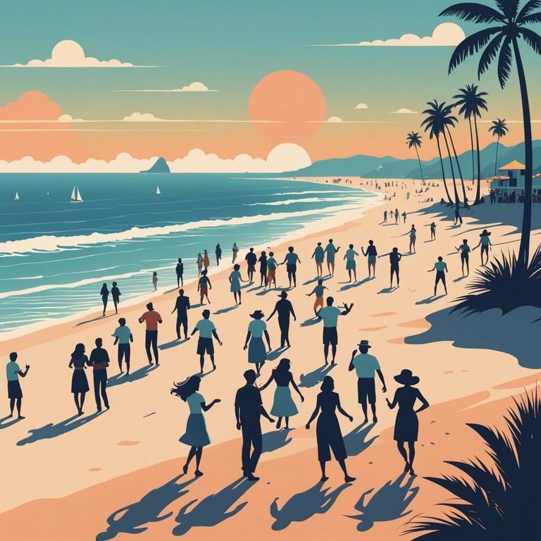 Imagine a vibrant beach scene, with dancers moving energetically under the sun. The music combines traditional samba rhythms with playful melodies to enhance the festive atmosphere, ideal for a day at the beach or a lively party.