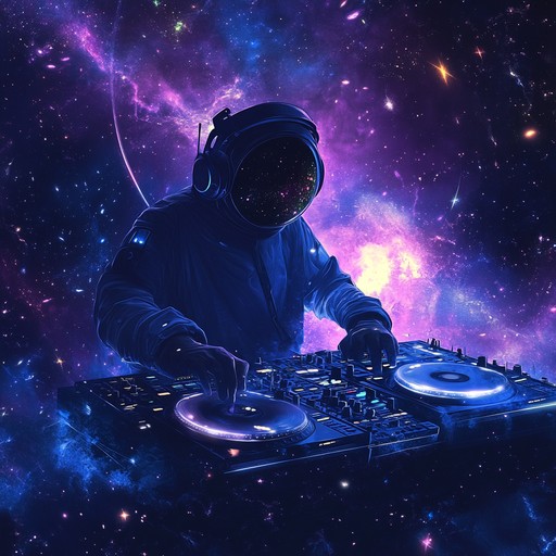 An exhilarating track featuring high energy beats and futuristic synths that transport listeners to a cosmic dance floor among the stars