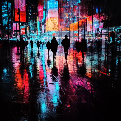 Imagine traversing the nocturnal metropolis, the nightlife a backdrop to future noir adventures. Shadows dance to the tense neurofunk soundtrack, the music a deep, immersive soundscape that hints at mysteries unfolding under the neon lights.