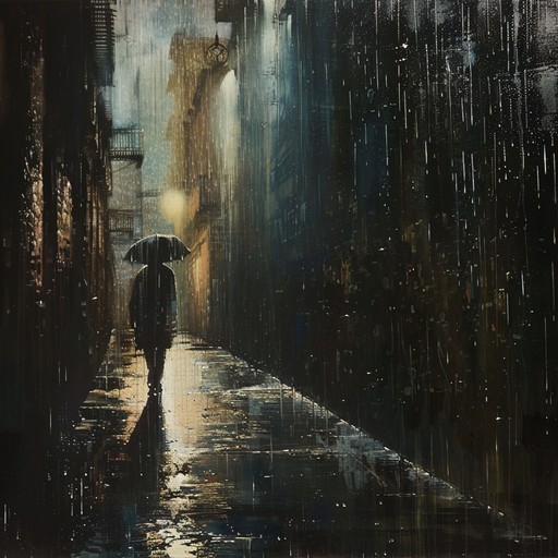 This instrumental piece captures the essence of a shadowed alleyway under a dimly lit street lamp, evoking a sense of danger and melancholy through its use of moody guitar riffs and atmospheric soundscapes. The slow, brooding melody weaves through the dark urban setting, telling a story of a lone figure navigating the night. The reverb drenched guitar plays with minimalistic percursion, enhancing the haunting ambiance of the track.