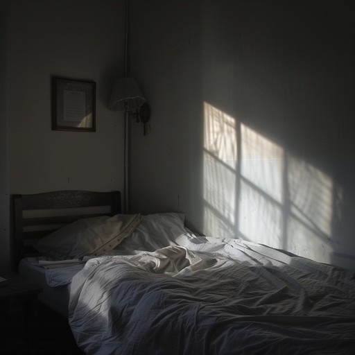 Delicate ambient tones mix with haunting whispers to evoke a sense of creeping dread in a quiet bedroom setting, perfect for late night introspection or unsettling atmospheres.