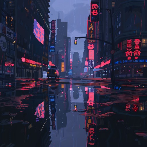 In this track, sensual saxophone melodies intertwine with gritty synth rhythms to create a seductive atmosphere set against a futuristic urban backdrop. The music merges warmth with the cold, mechanical tones of a neon lit city, suggesting a story of intimate encounters in a high tech world.