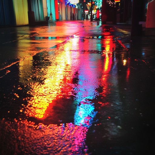 In this track, the sounds of a rainy neon lit city blend with the futuristic tones of synthesized melodies. The music captures the essence of a cyberpunk cityscape, where the futuristic meets the nostalgic through complex layers of sound. Ambient noise provides a backdrop to sharp, synthesized leads, echoing the intersection of organic and digital worlds.