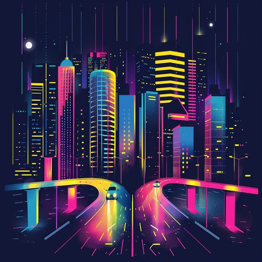 A lively instrumental track bringing cyberpunk cityscapes to life with high energy synths and uplifting, vibrant melodies. Perfect for a night out in a futuristic metropolis.