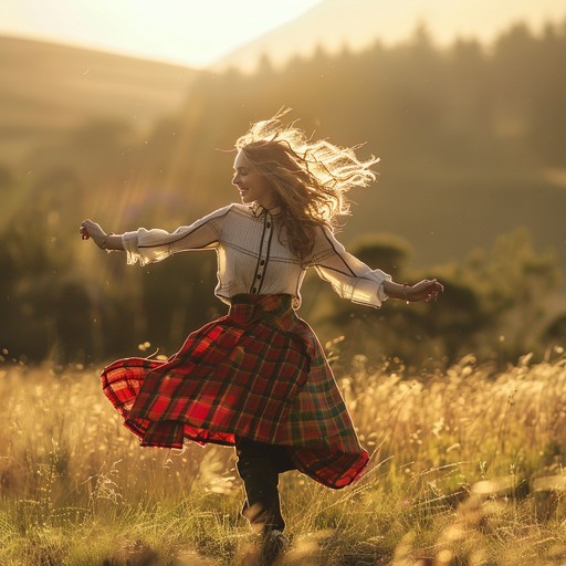 Experience an energetic instrumental inspired by traditional scottish highland gatherings, where the fiddle leads with vibrant and rhythmic melodies. This piece paints a picture of joyous community dances in sunlit fields.