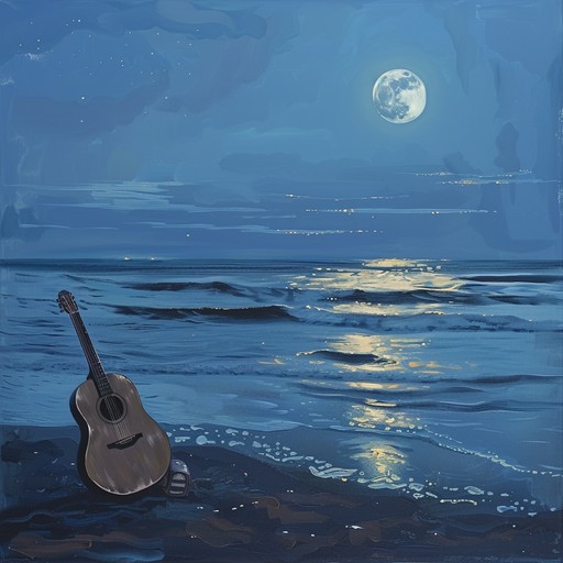 A tender rumba track that captures the bittersweet feeling of reminiscing on a moonlit beach, with gentle rhythms and a soft, melodic guitar leading the way, creating a soundscape that transports listeners to a place of love, loss, and longing under the starry sky