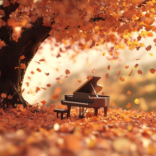 This composition portrays a peaceful autumn scene characterized by a gentle, flowing waltz on the piano. The music invokes a sense of coziness and nostalgia, reminiscent of colorful falling leaves and the embrace of a crisp autumn breeze.