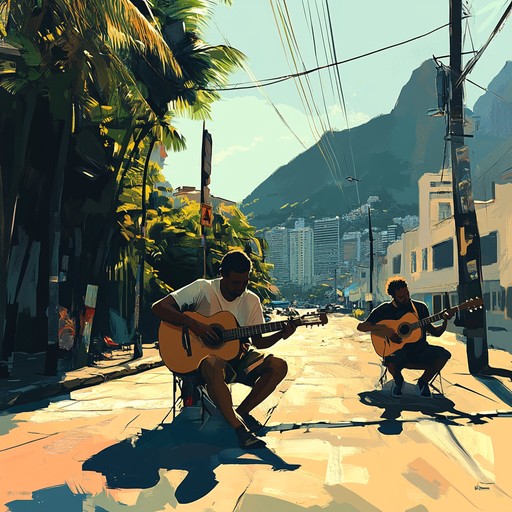 Immerse yourself in rhythmic samba beats, where fiery guitar work meets intricate percussion in an exhilarating dance through the streets of rio.