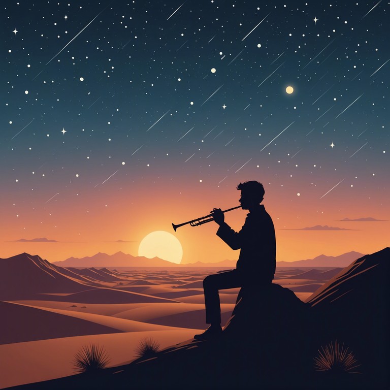 A solo flute performs a poignant melody that seems to connect with the spiritual essence of the sahara desert, its winds whispering tales of forgotten civilizations and the eternal dance between earth and sky.