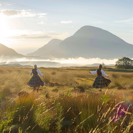 An energetic instrumental piece inspired by traditional scottish highland dances, featuring the vibrant and rhythmic sounds of the fiddle. The melody evokes a sense of community and joy, transporting listeners to an immersive scottish countryside filled with sunlit fields and cheerful gatherings.