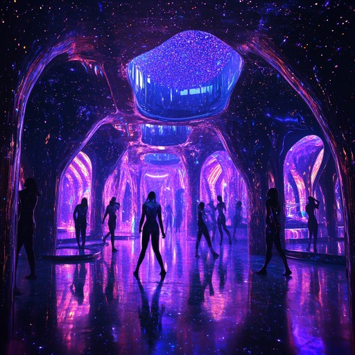 Imagine dancing under pulsating starlights in a cosmic nightclub. Ethereal synth waves and otherworldly rhythms guide your movements as alien sounds swirl around you, creating a transcendent house music experience. Lose yourself in this celestial beat and let the universe connect with your soul