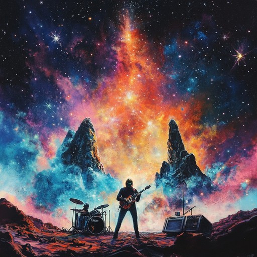 Feel the thrill of an interstellar adventure with explosive guitar riffs, groovy rhythms, and vibrant soundscapes that catapult the listener into a euphoric psychedelic rock experience.