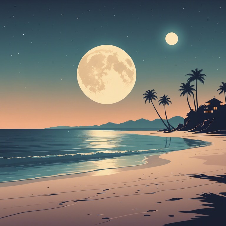 Imagine sitting by the shore, under a moonlit sky as gentle waves merge with soothing bossa nova rhythms and a tender guitar melody that whispers stories of love and dreams unto the peaceful night air.